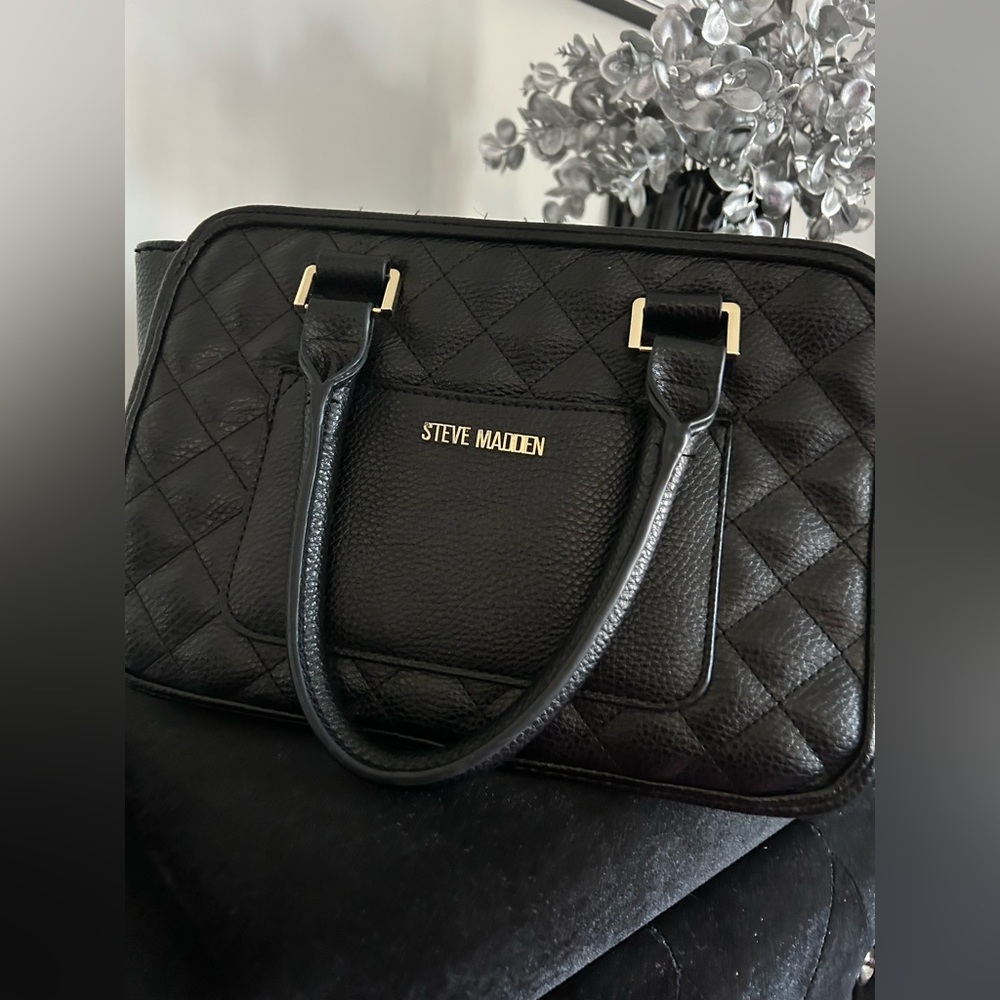 Steve Madden Black Quilted Satchel